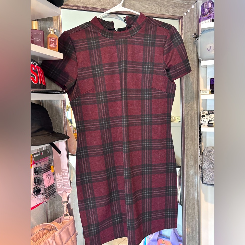 Plaid Burgundy Dress